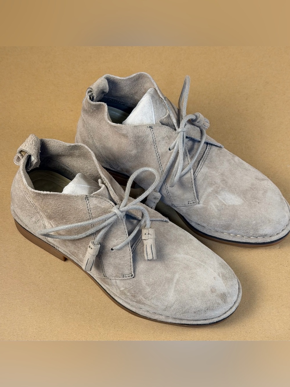 Hush Puppies Cyra Catelyn sz 7.5 M Suede Chukka Desert Boots Tassel Fringe Laces